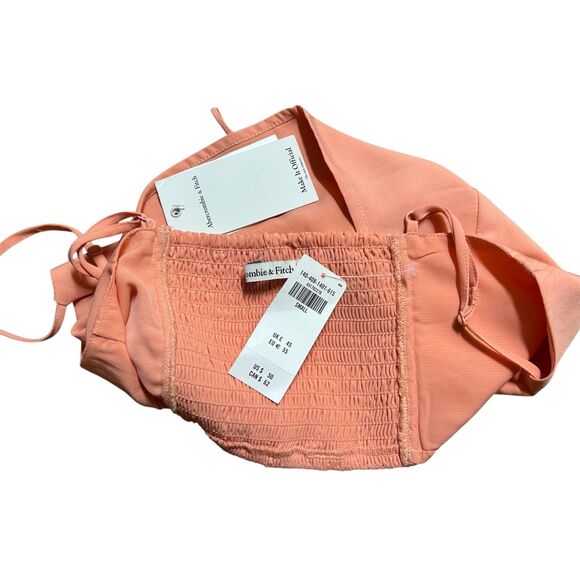 Abercrombie & Fitch, Women's Spaghetti Strap Crop Top, Small, Salmon Pink, NWT - Picture 6 of 7